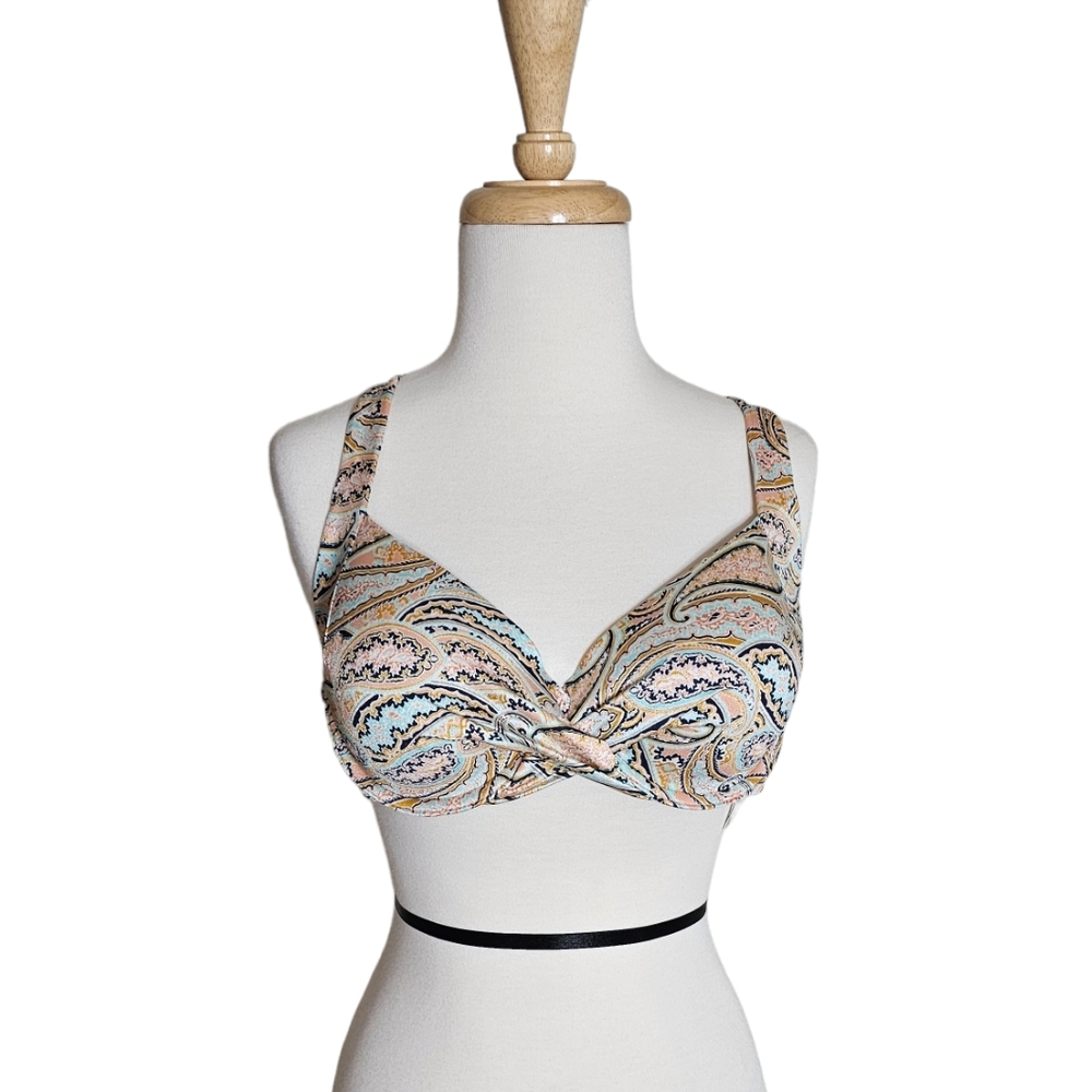 Athleta Paisley Print Aqualuxe Twist Bikini Top Size 38 B/C